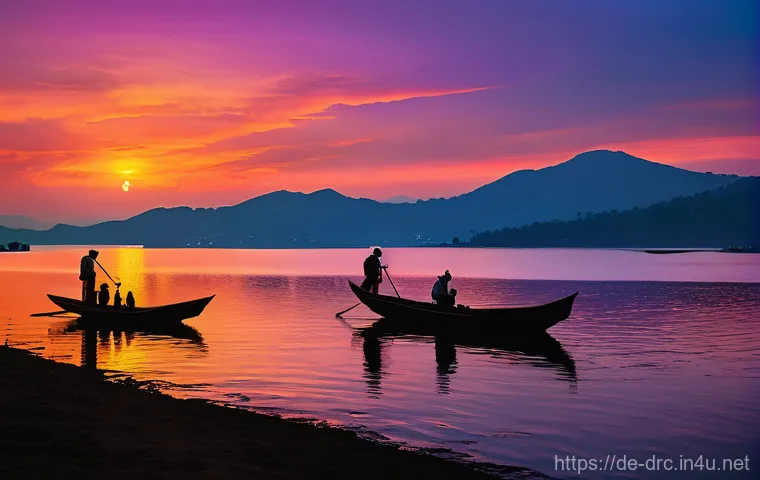 키부호수와 주변 마을 탐방 - **Awe-Inspiring Lake Kivu Panorama at Dawn:**
    "A breathtaking, wide-angle panoramic view of Lake...